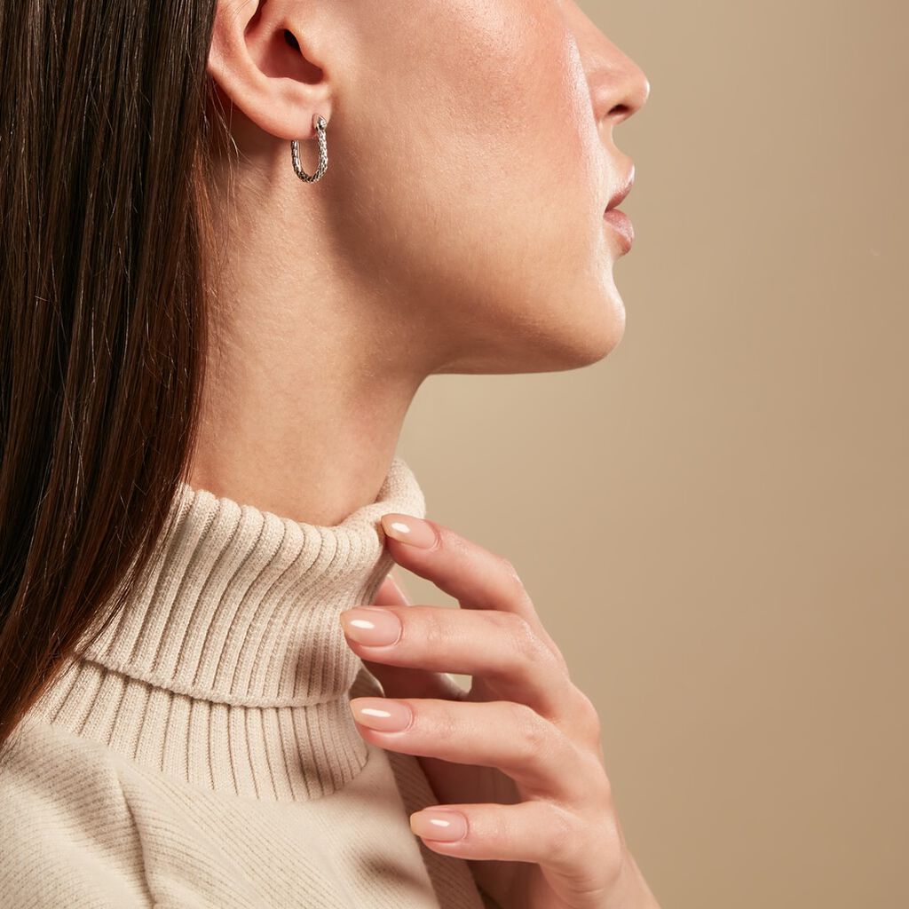 Créoles Oria Argent Blanc Oxyde De Zirconium - Boucles d'oreilles créoles Femme | Histoire d’Or