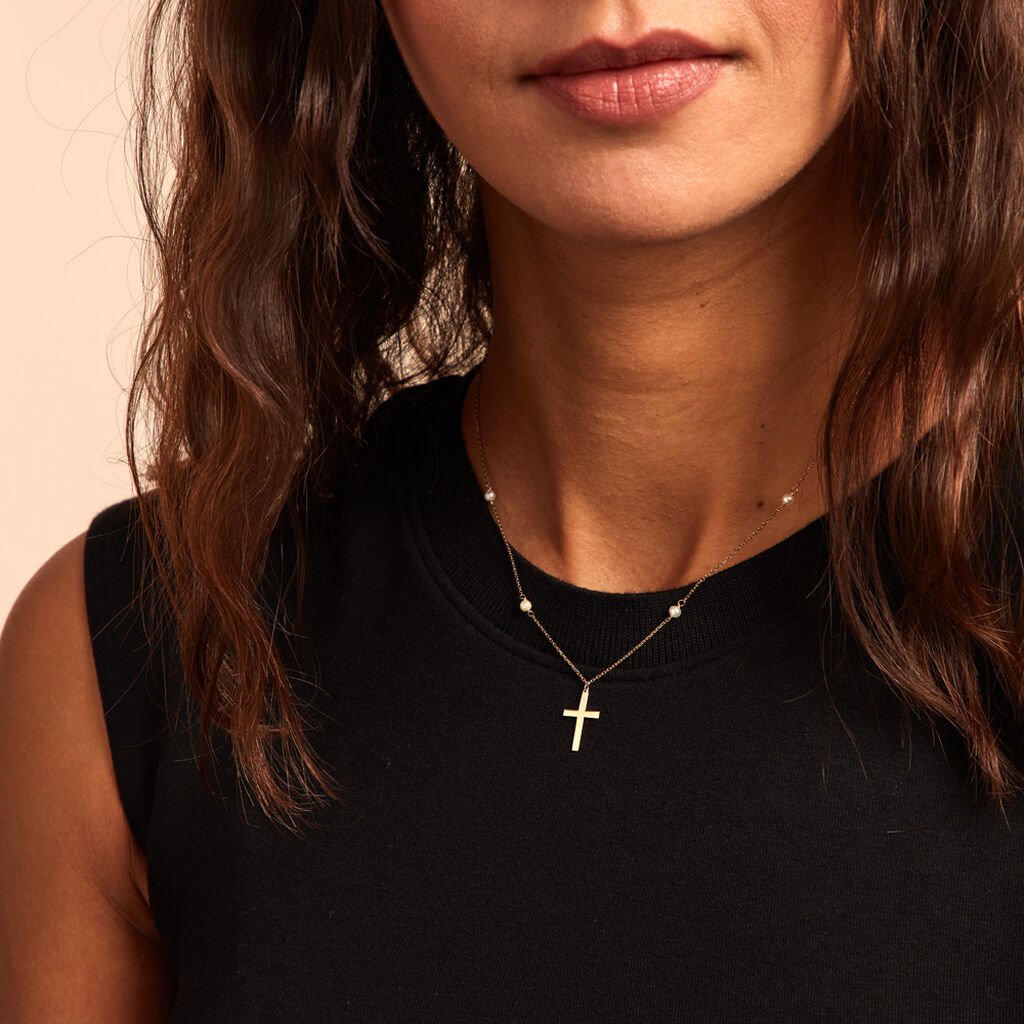 Collier Elsabeth Or Jaune Perle De Culture - Pendentifs Baptême Famille | Histoire d’Or