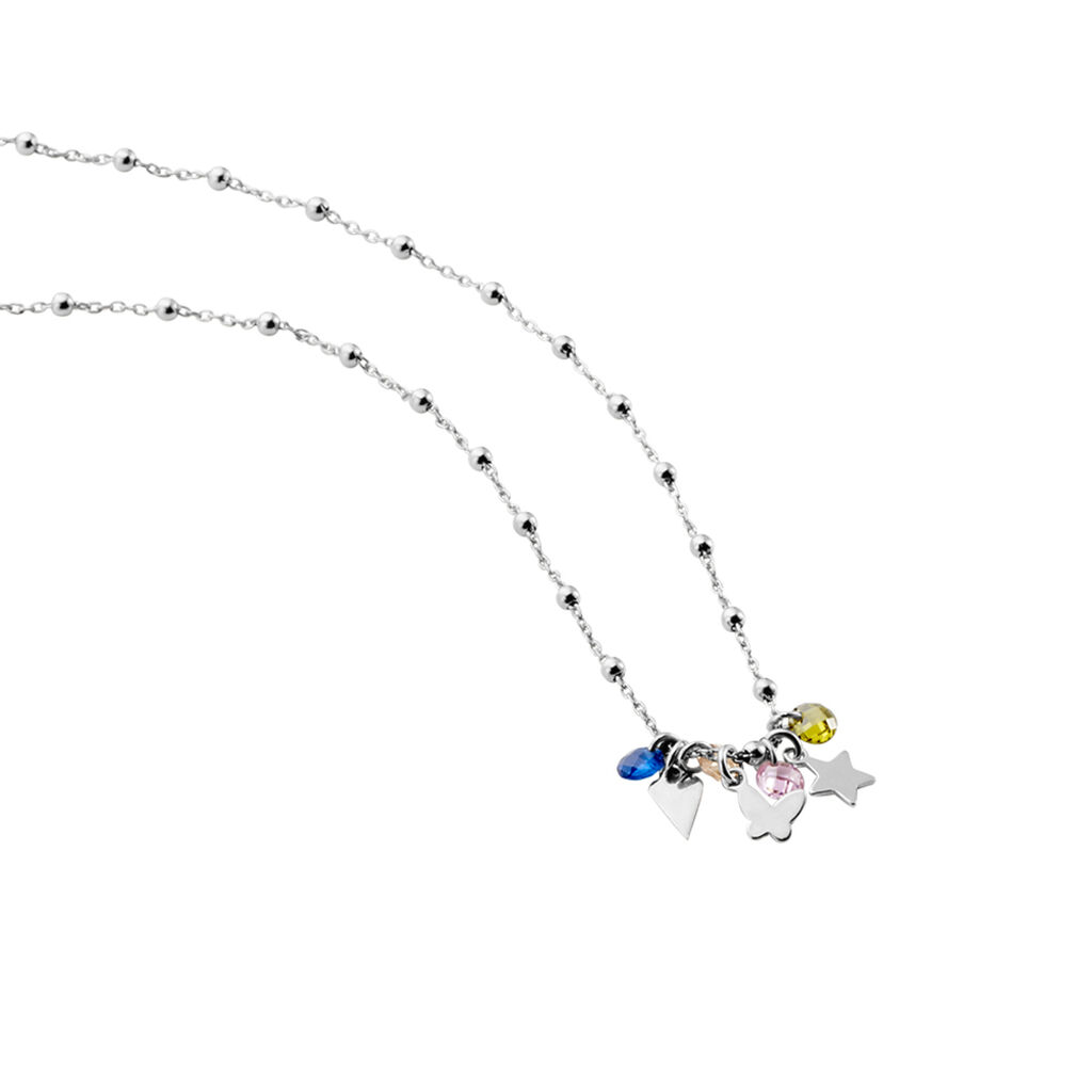 Collier Argent Blanc Paulino Pierres Artificelles - Ras de cou Femme | Histoire d&rsquo;Or