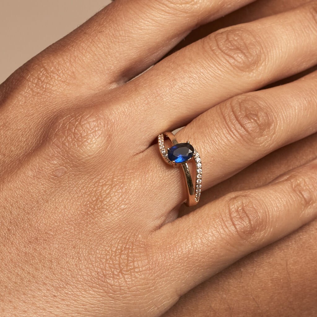 Bague Tyana Plaqué Or Jaune Pierre De Synthese Et Oxyde De Zirconium - Bagues solitaires Femme | Histoire d’Or