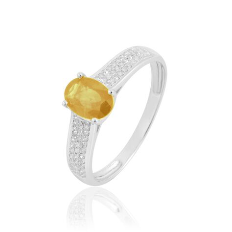 Bague Crista Or Blanc Citrine Et Diamant - Bagues solitaires Femme | Histoire d’Or