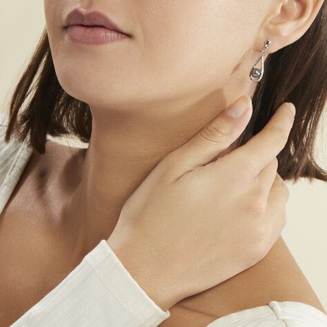 Boucles D'oreilles Pendantes Polynesie Argent  Perle D'imitation Oxyde - Boucles d'oreilles fantaisie Femme | Histoire d’Or