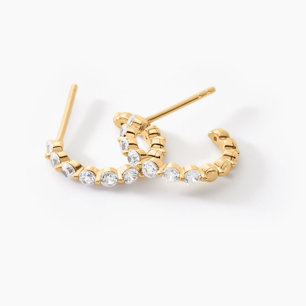Cr&eacute;oles Or Jaune Chylan Oxydes De Zirconium - Boucles d'oreilles cr&eacute;oles Femme | Histoire d&rsquo;Or
