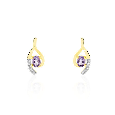 Boucles D'oreilles Sagesse Or Jaune Amethyste Oxyde - Clous d'oreilles Femme | Histoire d’Or