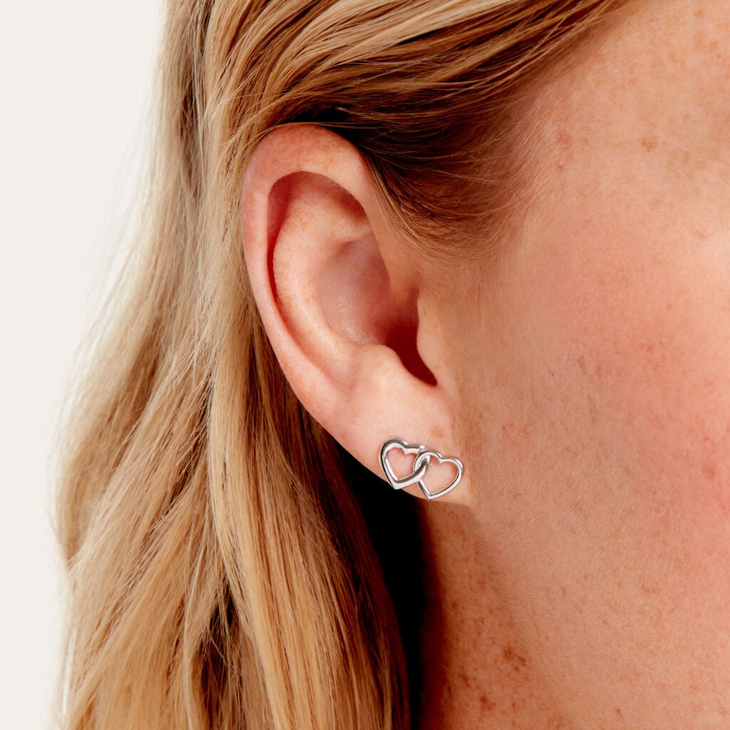 Boucles D'Oreilles Puces Gena Argent Blanc - Boucles d'oreilles fantaisie Femme | Histoire d&rsquo;Or