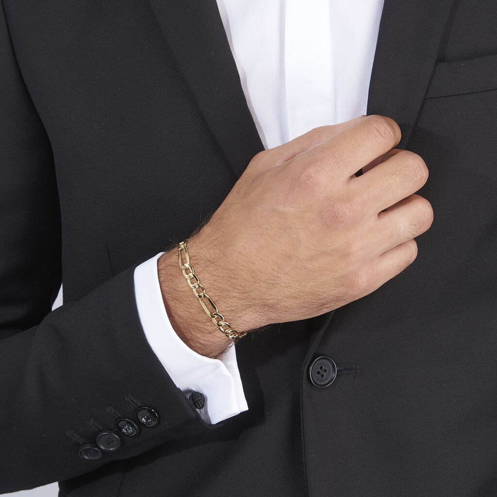 Bracelet Or Jaune Maille Alternée - Bracelets chaîne Homme | Histoire d’Or