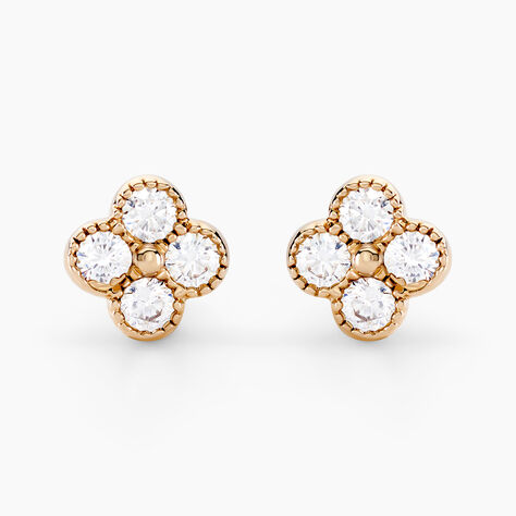 Boucles D'oreilles Puces Laurelle Plaqué Or Doré Oxyde De Zirconium - Boucles d'oreilles fantaisie Femme | Histoire d’Or