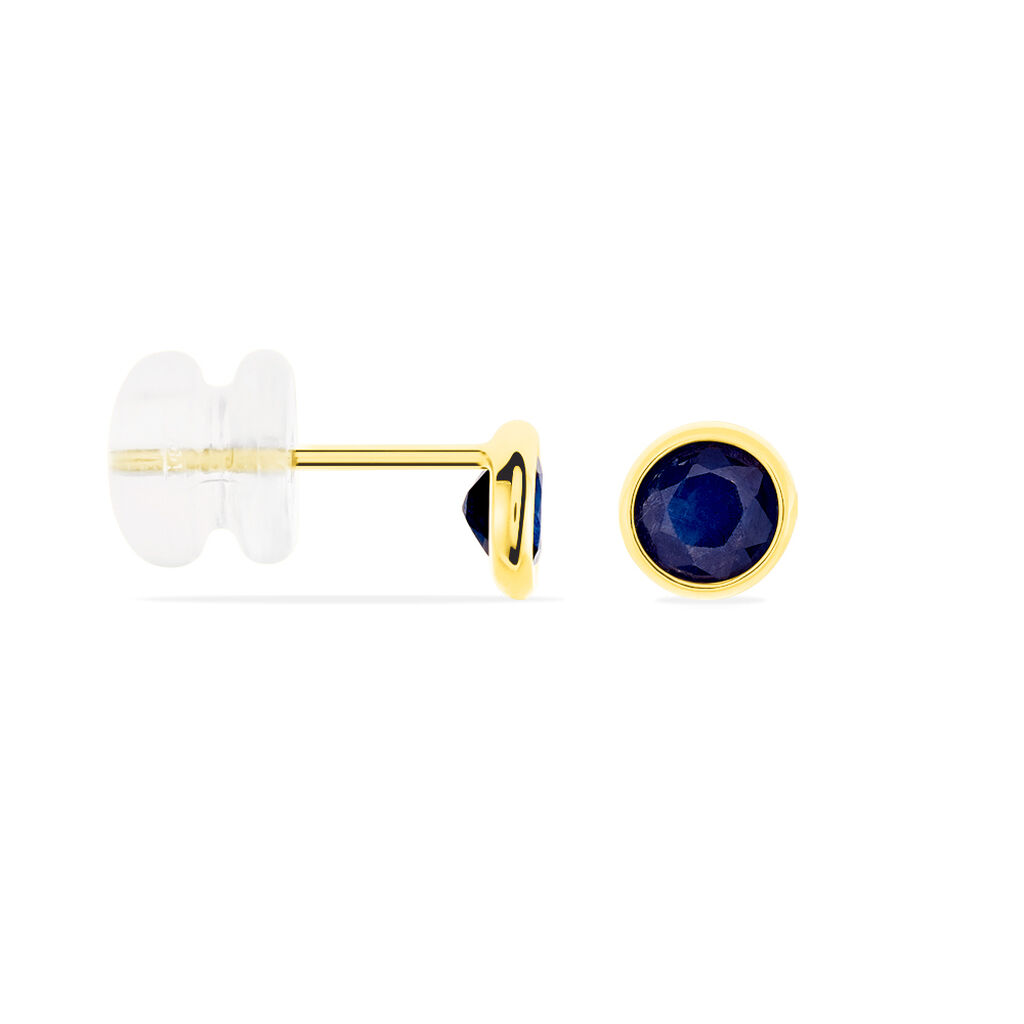 Boucles D'oreilles Puces Edy Serti Clos Or Jaune Saphir - Clous d'oreilles Femme | Histoire d’Or