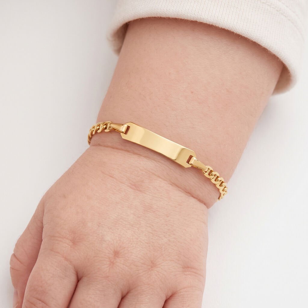 Bracelet Identit&eacute; Fanelia Maille Marine Or Jaune - Bracelets Communion Enfant | Histoire d&rsquo;Or