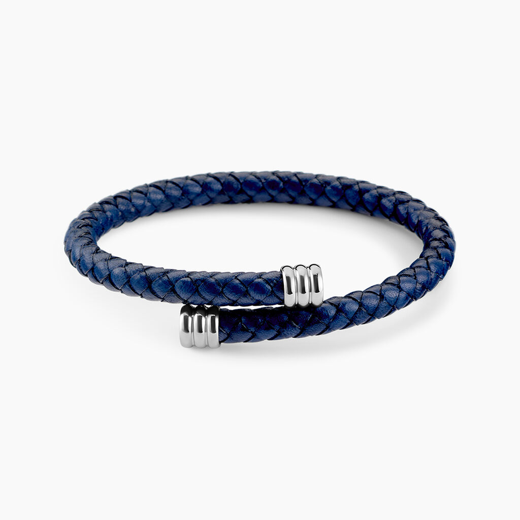 Bracelet Cuir De Vache Bleu - Bracelets Cuir Homme | Histoire d&rsquo;Or