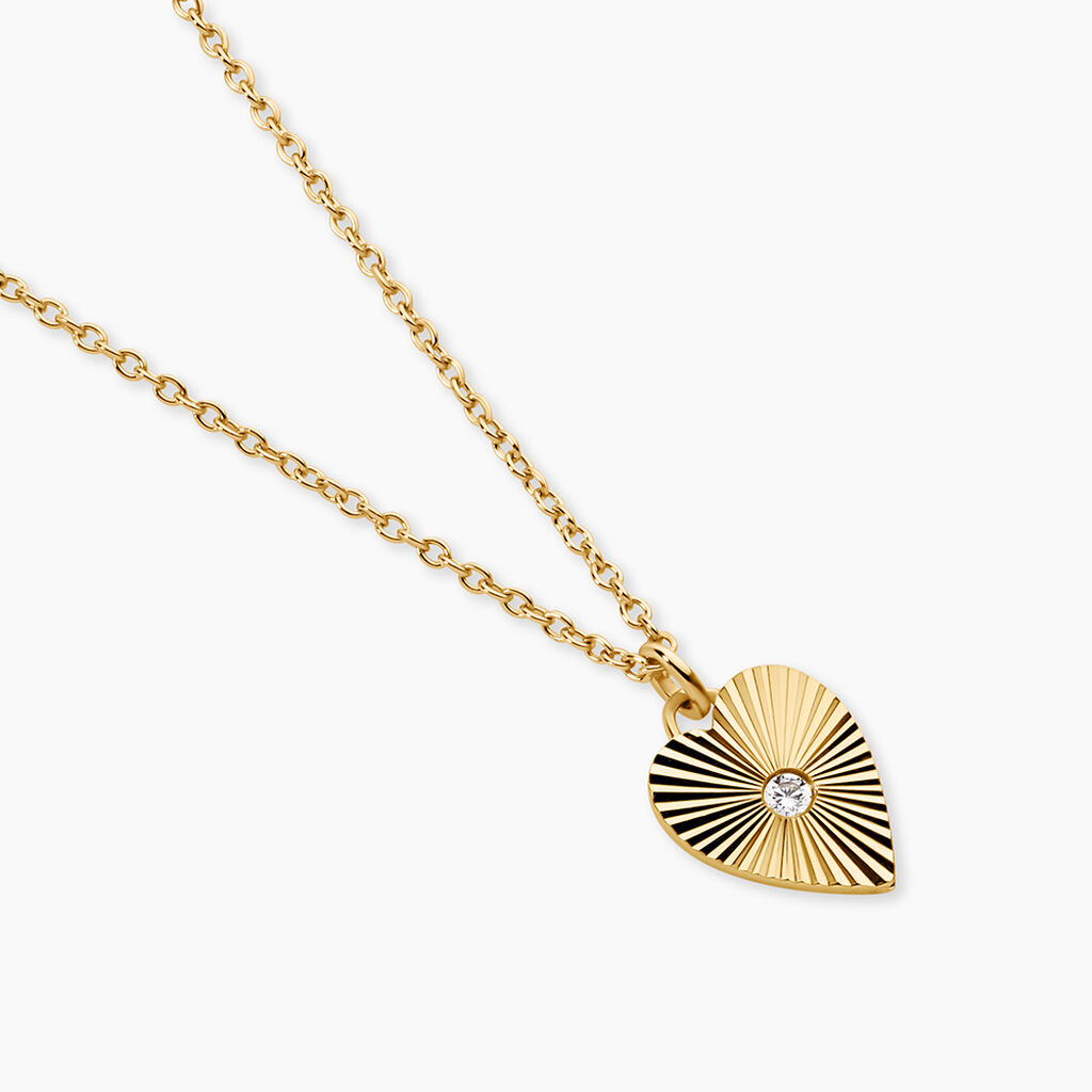 Collier Minie Argent Dor&eacute; A L'Or 750/1000 Oxyde De Zirconium - F&ecirc;te des m&egrave;res Femme | Histoire d&rsquo;Or