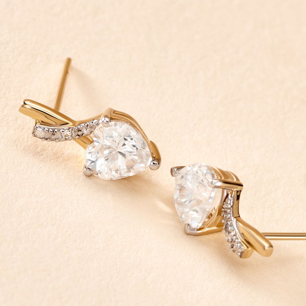 Boucles D'oreilles Puces Clothilde Or Jaune Oxyde De Zirconium - Clous d'oreilles Femme | Histoire d’Or