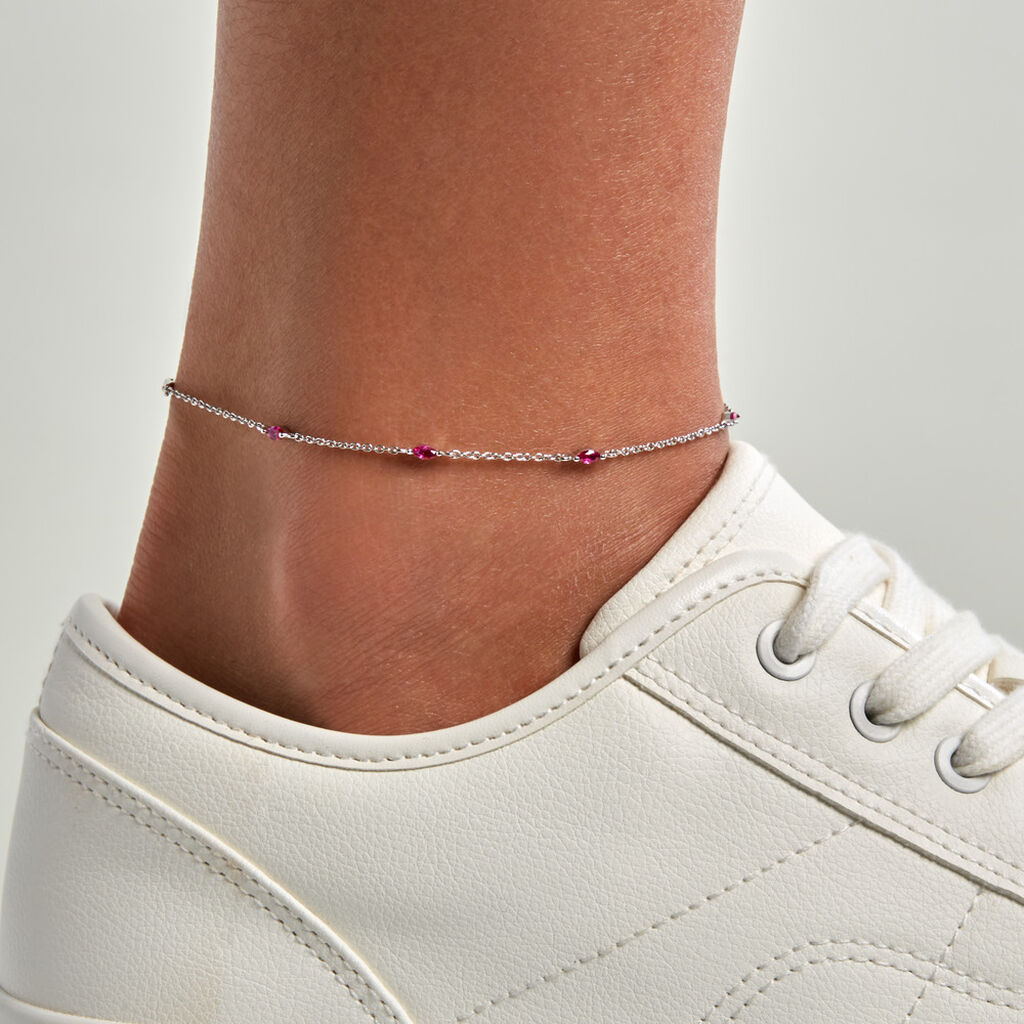 Cha&icirc;ne De Cheville Blush Argent Blanc Oxyde De Zirconium - Cha&icirc;nes de cheville Femme | Histoire d&rsquo;Or