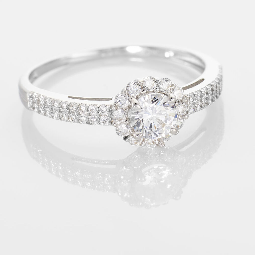 Bague Solitaire Fathima Or Blanc Oxyde De Zirconium - Bagues solitaires Femme | Histoire d’Or