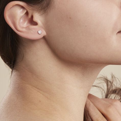 Boucles D'oreilles Puces Daria Cœur 0 Or Rose Strass - Boucles d'Oreilles Coeur Femme | Histoire d’Or