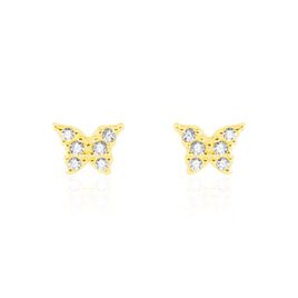 Boucles D'oreilles Puces Or Jaune Fragaria Oxydes - Clous d'oreilles Femme | Histoire d’Or