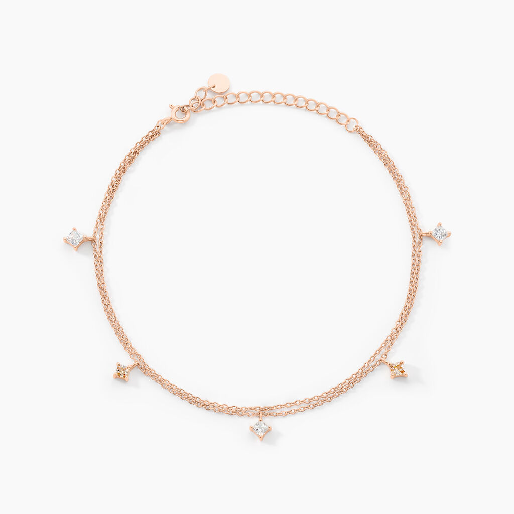 Chaîne De Cheville Heidi Argent Rose Oxyde De Zirconium
