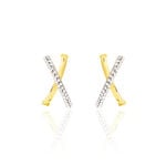 Cr&eacute;oles Bleona Croisees Or Jaune Strass - Boucles d'oreilles cr&eacute;oles Femme | Histoire d&rsquo;Or