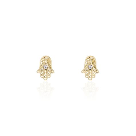 Boucles D'oreilles Puces Stijn Oxydes De Zirconium - Boucles d'Oreilles Main de Fatma Femme | Histoire d’Or