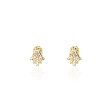 Boucles D'oreilles Puces Stijn Oxydes De Zirconium - Boucles d'Oreilles Main de Fatma Femme | Histoire d’Or