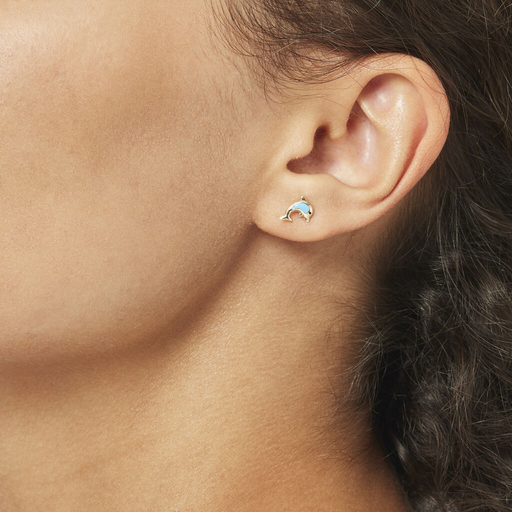 Boucles D'oreilles Puces Mael Dauphin Or Jaune - Clous d'oreilles Enfant | Histoire d’Or