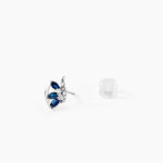 Boucles D'oreilles Puces Petale Or Blanc Saphir Et Diamant - Boucles d'oreilles pierres pr&eacute;cieuses Femme | Histoire d&rsquo;Or