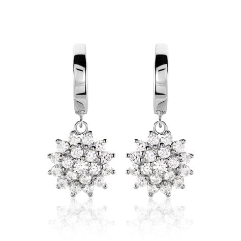 Cr&eacute;oles Argent Blanc Maximille Oxydes De Zirconium - Boucles d'oreilles cr&eacute;oles Femme | Histoire d&rsquo;Or