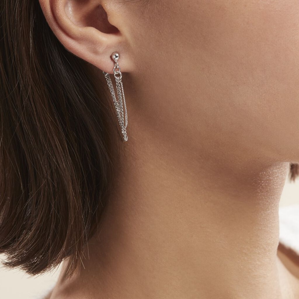 Boucles D'oreilles Pendantes Argent Blanc Novia - Boucles d'oreilles fantaisie Femme | Histoire d’Or