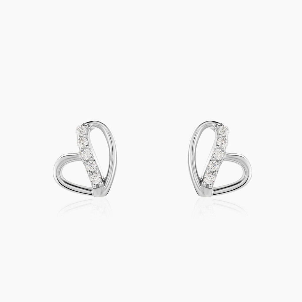 Boucles D'oreilles Puces Arika Argent Blanc Oxyde De Zirconium - Boucles d'oreilles fantaisie Femme | Histoire d&rsquo;Or