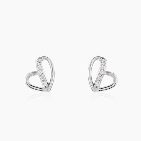 Boucles D'oreilles Puces Arika Argent Blanc Oxyde De Zirconium - Boucles d'oreilles fantaisie Femme | Histoire d&rsquo;Or