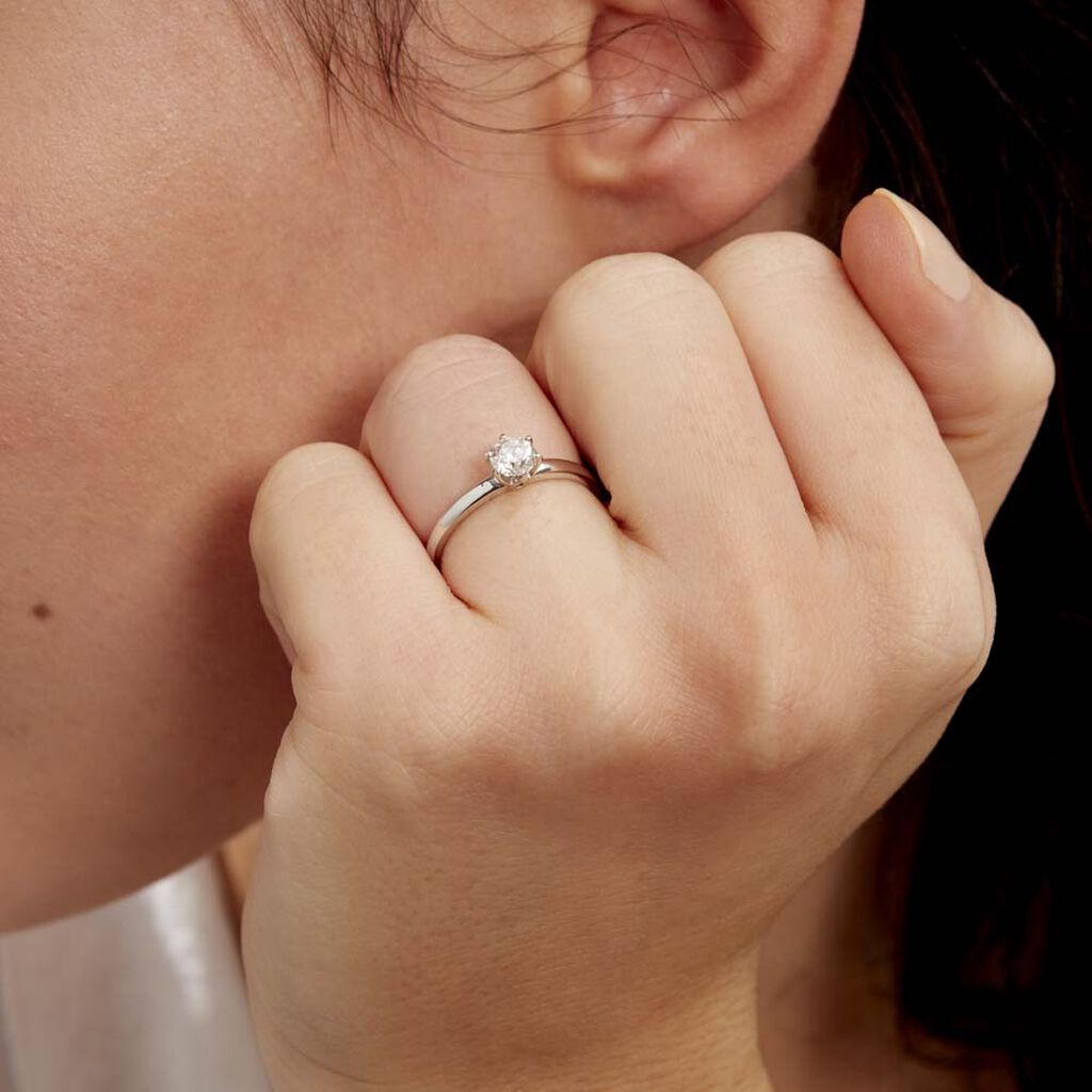 Bague Solitaire Natalia Or Blanc Diamant - Bagues solitaires Femme | Histoire d’Or