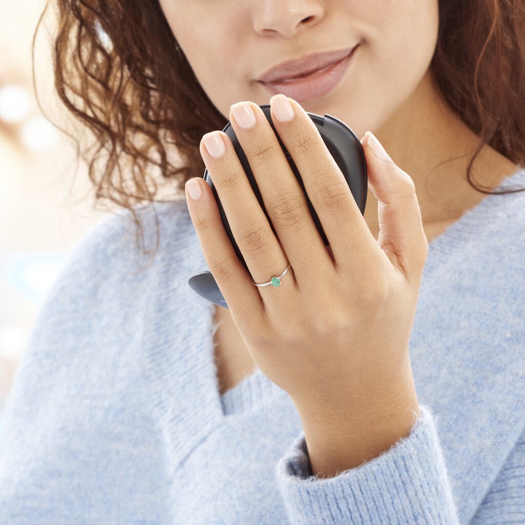 Bague Solitaire Dota Or Blanc Emeraude - Bagues solitaires Femme | Histoire d’Or