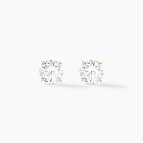 Boucles D'oreilles Puces Or Jaune Katherina Oxyde De Zirconium - Clous d'oreilles Femme | Histoire d’Or