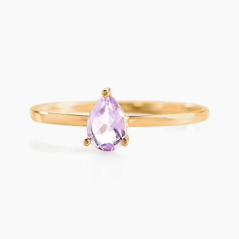 Bague Solitaire Goutte Or Jaune Am&eacute;thyste - Bagues solitaires Femme | Histoire d&rsquo;Or