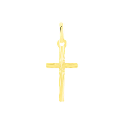 Pendentif Bathilde Croix Striee Or Jaune - Pendentifs Baptême Famille | Histoire d’Or