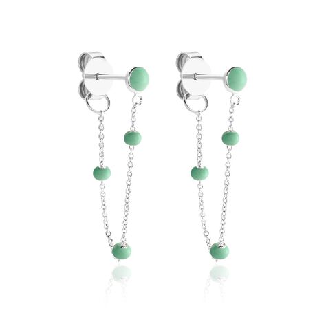 Boucles D'oreilles Pendantes Polka Argent Blanc - Boucles d'oreilles fantaisie Femme | Histoire d&rsquo;Or