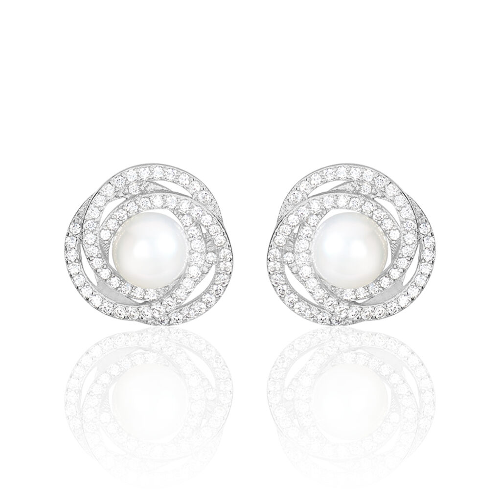 Boucles d'Oreilles Pendante avec Perle (Argent)