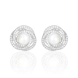 Boucles D'oreilles Pendantes Rosalina Argent  Perle Culture Et Oxyde - Boucles d'oreilles pendantes Femme | Histoire d’Or