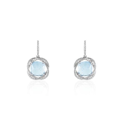 Boucles D'oreilles Puces Marie-jacqueline Or Blanc Topaze Et Diamant - Boucles d'oreilles pendantes Femme | Histoire d’Or