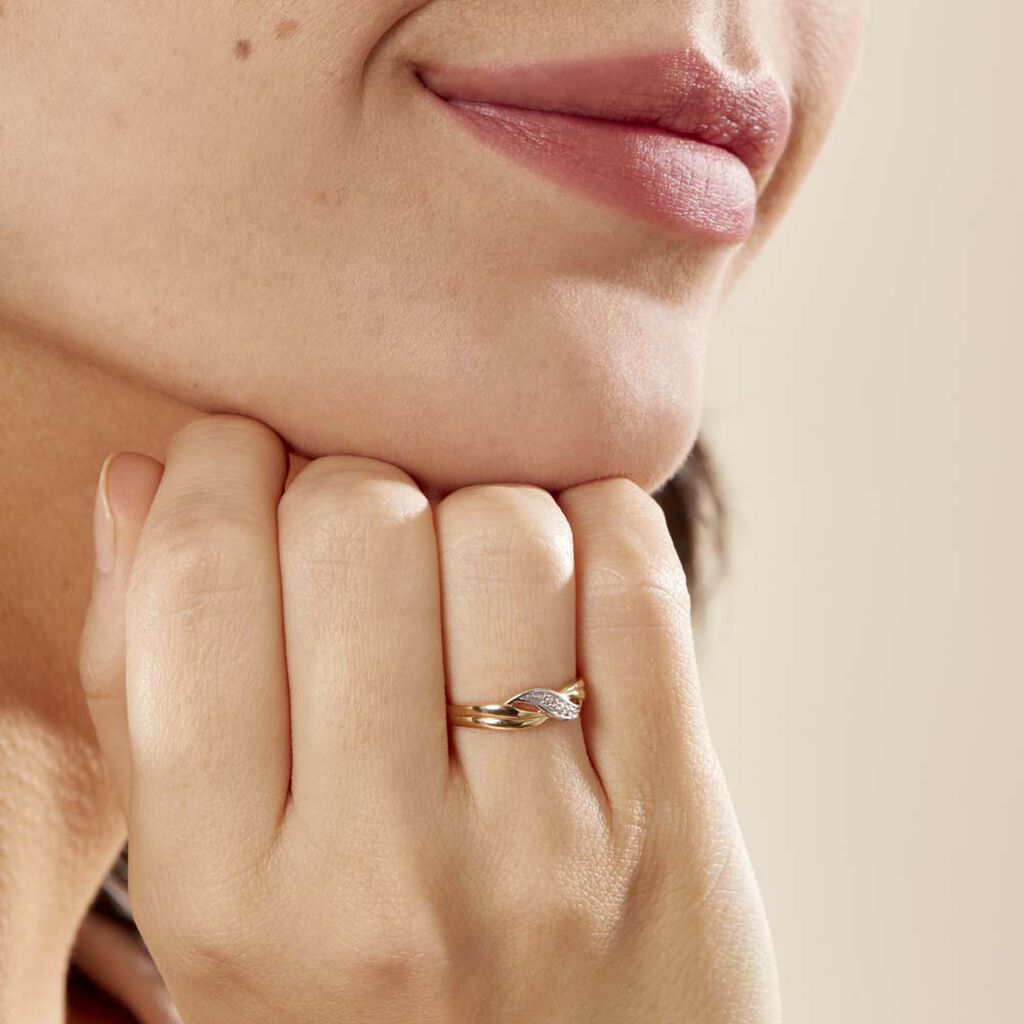 Bague Amayas Or Bicolore Diamant - Bagues avec pierre Femme | Histoire d’Or