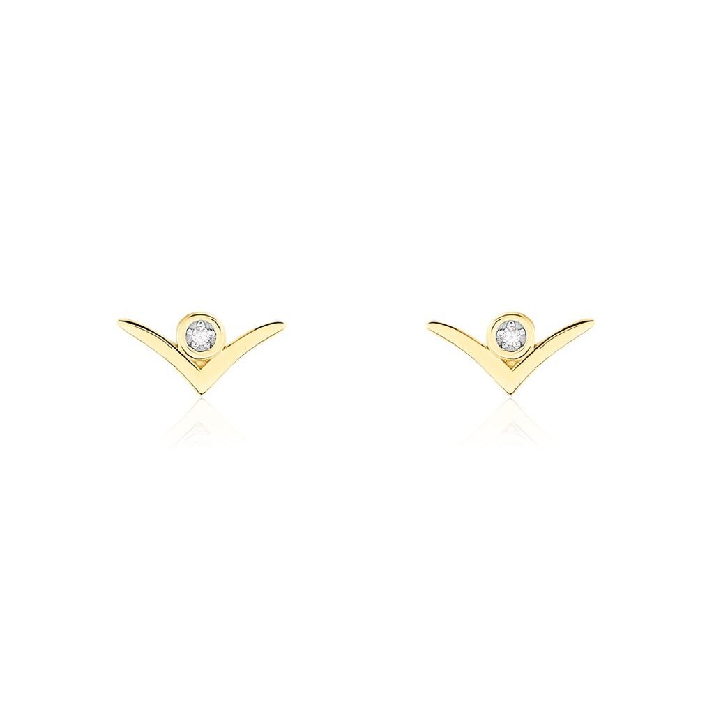 Boucles D'oreilles Puces Volia Or Jaune Diamant - Clous d'oreilles Femme | Histoire d&rsquo;Or