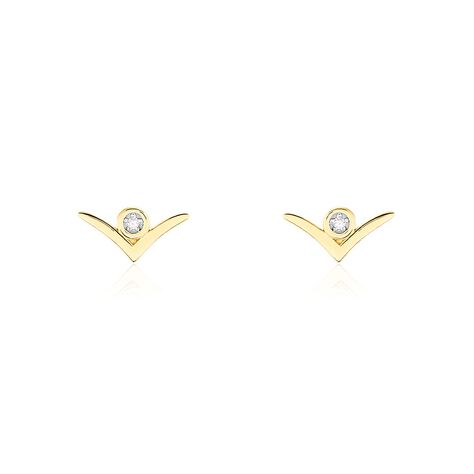 Boucles D'oreilles Puces Volia Or Jaune Diamant - Clous d'oreilles Femme | Histoire d&rsquo;Or