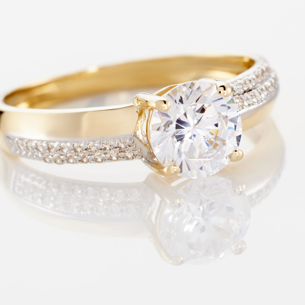 Bague Solitaire Messine Or Jaune Oxyde De Zirconium - Bagues solitaires Femme | Histoire d&rsquo;Or