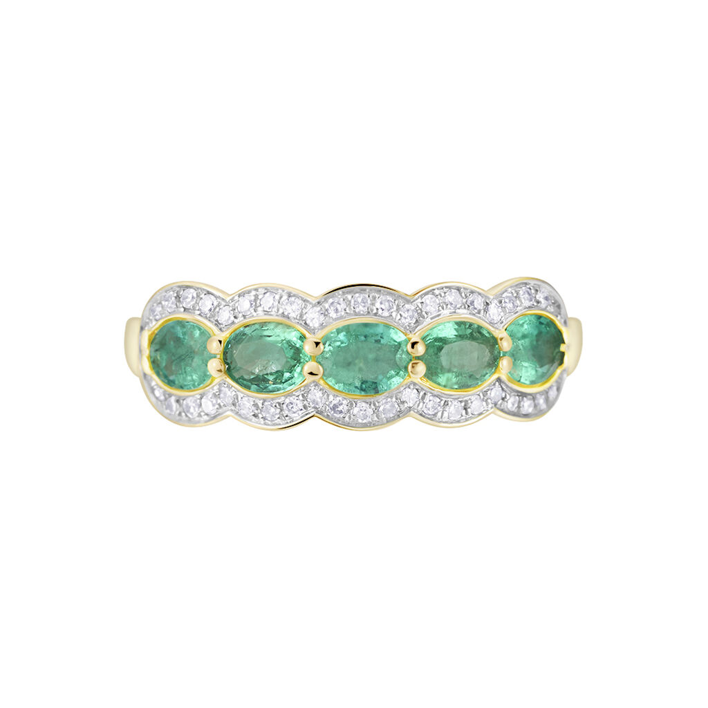 Bague Margaux Or Jaune Emeraude Et Diamant - Bagues avec pierre Femme | Histoire d’Or