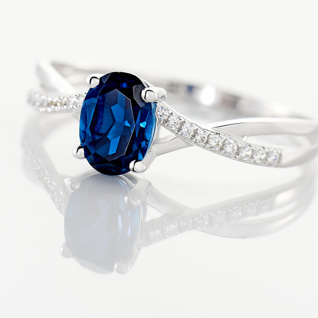 Bague Haissa Or Blanc Topaze Et Oxyde De Zirconium - Bagues solitaires Femme | Histoire d&rsquo;Or