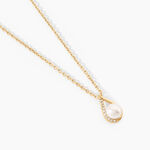 Collier Helin Argent Dor&eacute; A L'Or 750/1000 Perle De Culture Oxyde De Zirconium - Colliers Femme | Histoire d&rsquo;Or