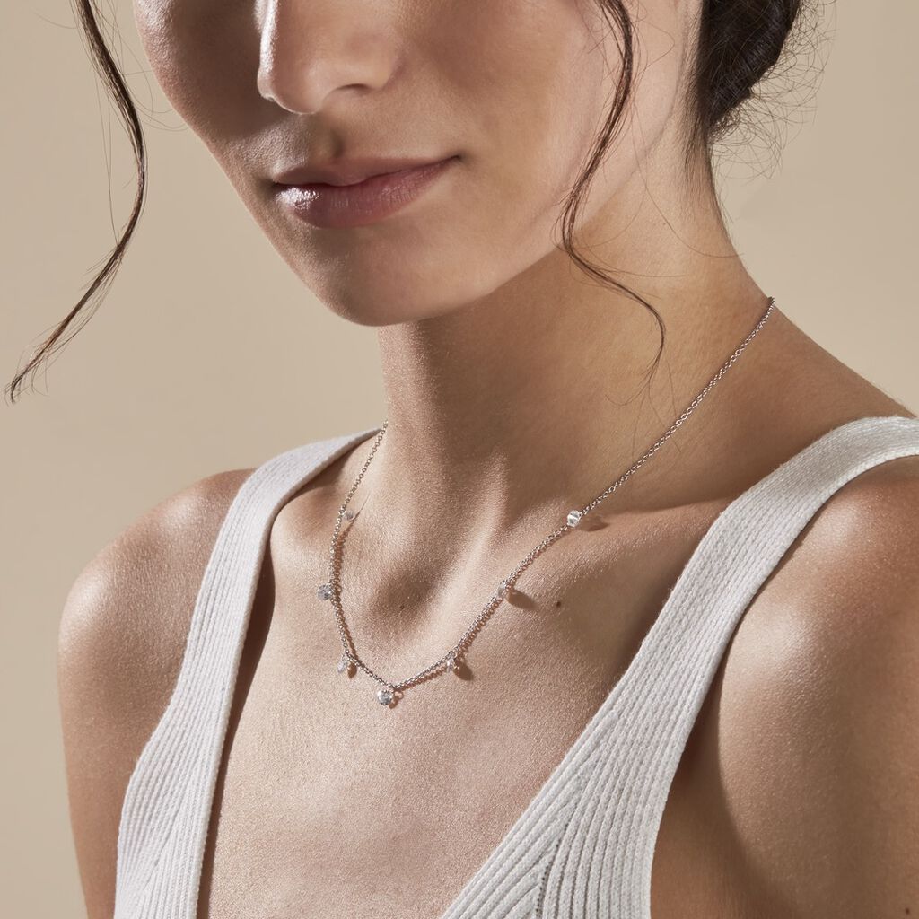Collier Argent Collie Argent Blanc Oxyde - Colliers fantaisie Femme | Histoire d’Or