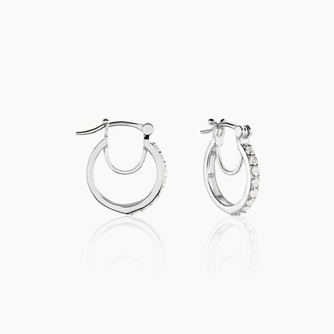 Cr&eacute;oles Pasha Argent Blanc Oxyde De Zirconium - Boucles d'oreilles cr&eacute;oles Femme | Histoire d&rsquo;Or