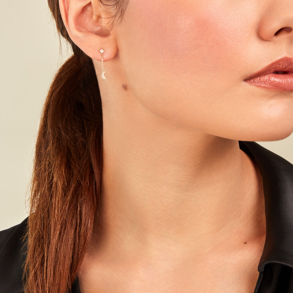Boucles D'oreilles Pendantes Stellar Or Jaune Oxyde De Zirconium - Boucles d'oreilles pendantes Femme | Histoire d’Or