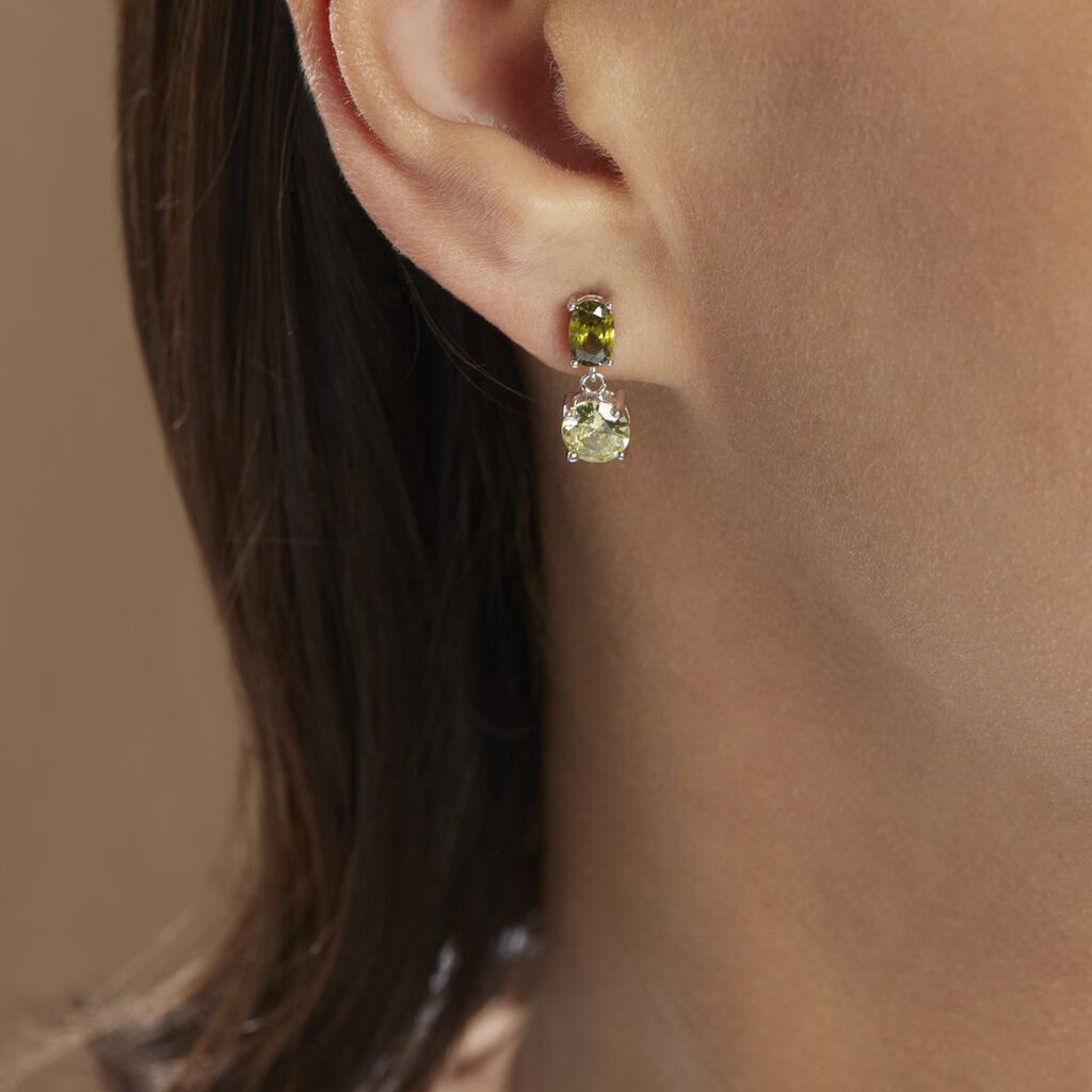 Boucles D'oreilles Pendantes Argent Blanc Brenna Oxydes De Zirconium - Boucles d'oreilles fantaisie Femme | Histoire d’Or